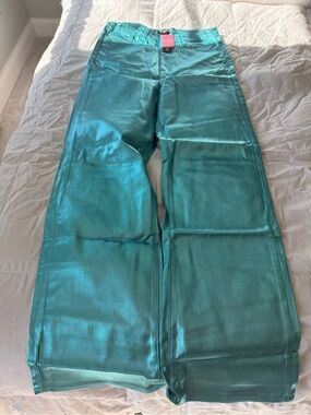 PrettyLittleThing blue/teal metallic jeans